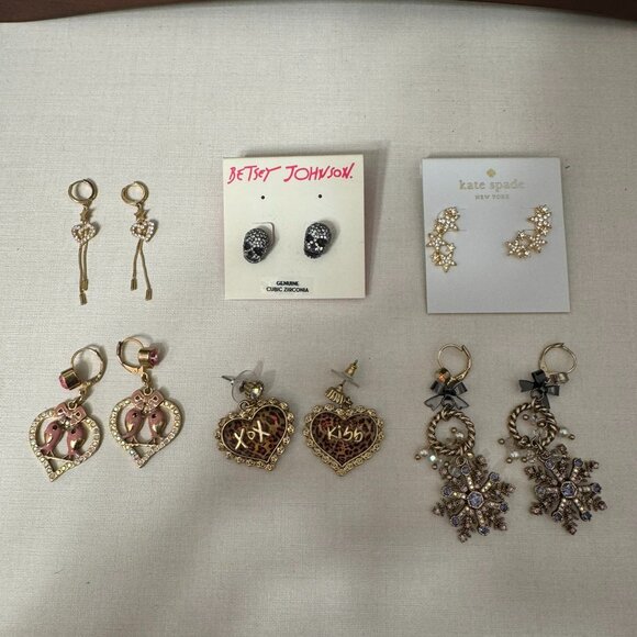 Kate Spade Jewelry - 6 Pair Earrings Bundle - Kate Spade and Betsey Johnson